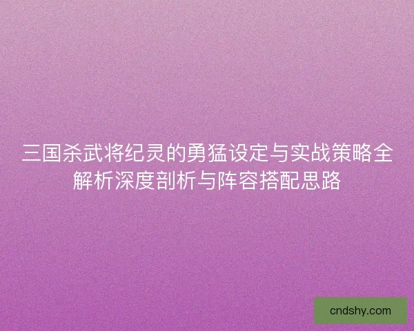 三国杀武将纪灵的勇猛设定与实战策略全解析深度剖析与阵容搭配思路