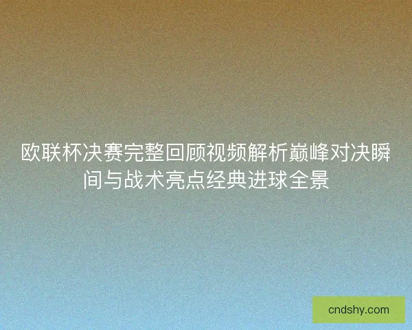 欧联杯决赛完整回顾视频解析巅峰对决瞬间与战术亮点经典进球全景