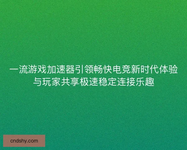 一流游戏加速器引领畅快电竞新时代体验与玩家共享极速稳定连接乐趣