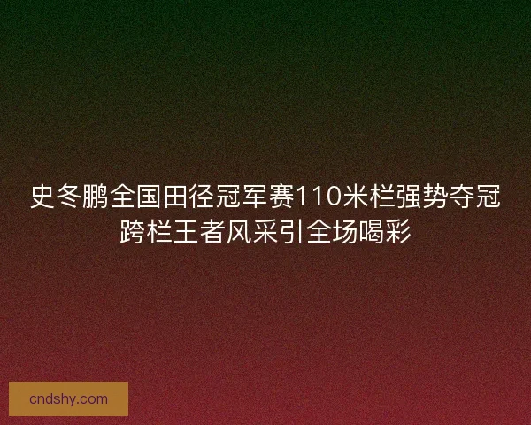 史冬鹏全国田径冠军赛110米栏强势夺冠跨栏王者风采引全场喝彩